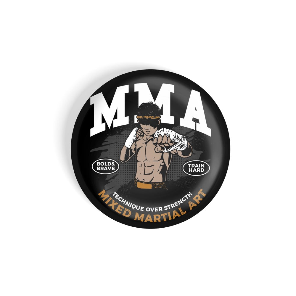 dhcrafts Round Fridge Magnet Sports Multicolour MMA Technique Over Strength Mixed Martial Arts Glossy Finish Design Pack of 1 (75 mm)